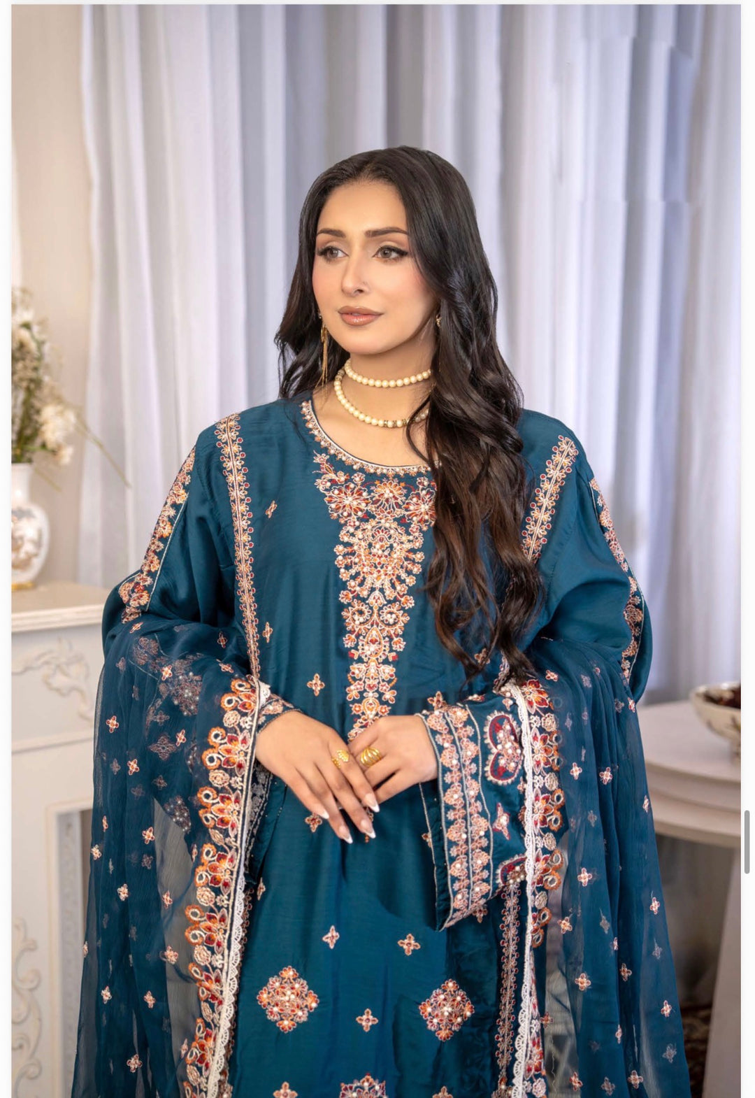 New 3 Pc Ready To Wear Luxury  Embroidered Suit- Hussain Rehar Inspired Eid Collection 2026 -- TT12