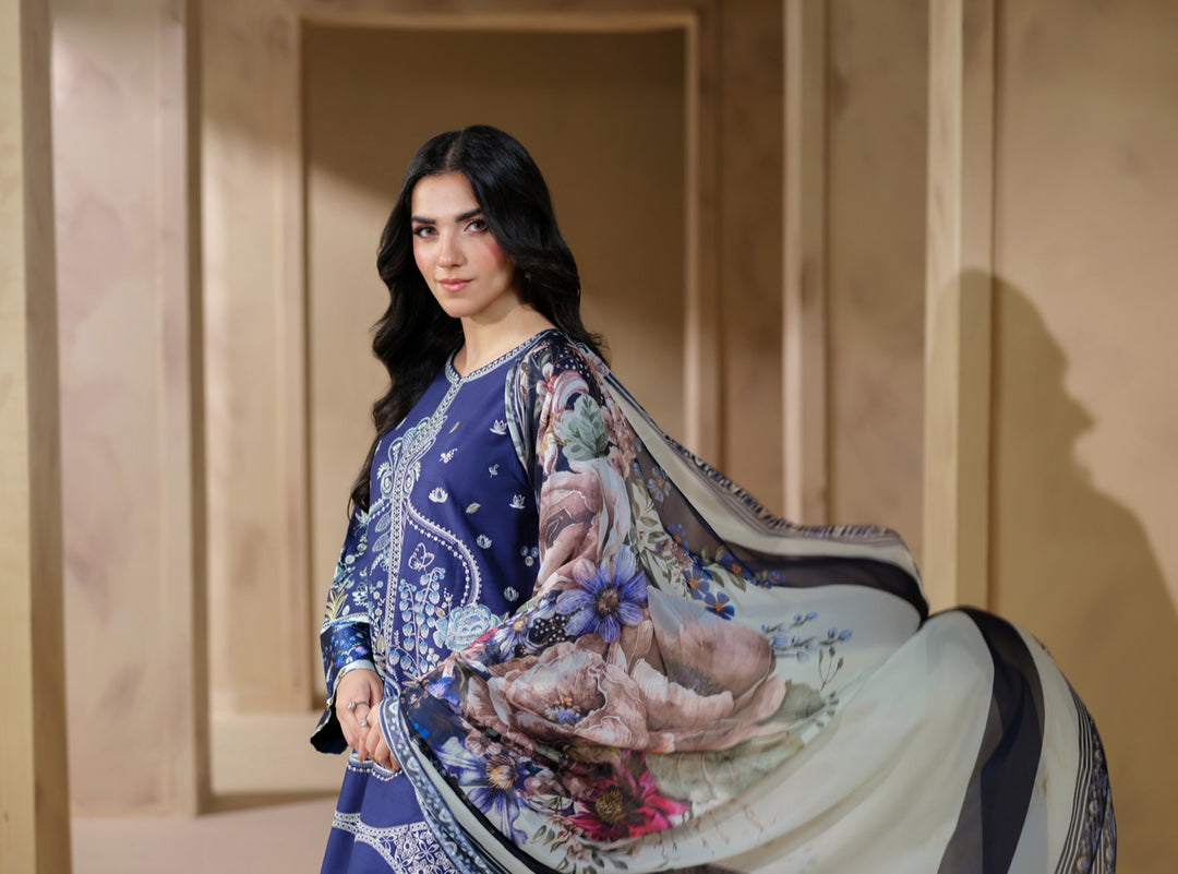 New Branded 3 PC Ready To Wear  Viscose Embroidered Suit- HE150-