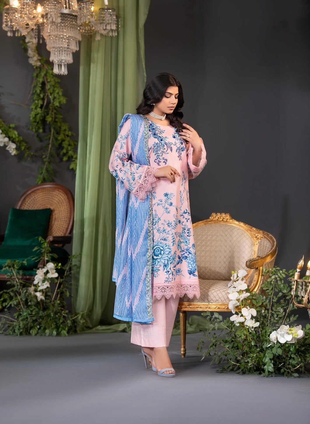 3 PC Ready To Wear  Embroidered Suit- New Collection -HE140- 2025