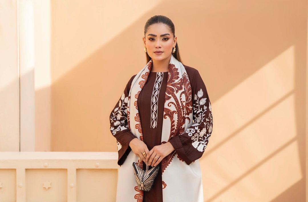 3 Pc Ready To Wear Dhanak  Suit With Winter Shawl - Raniya.H -RA-12