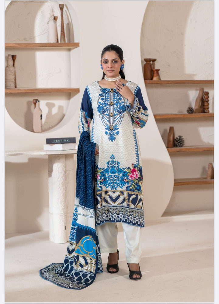 New 3 Piece Ready To Wear - Broque Linen Suit-- TT-107-