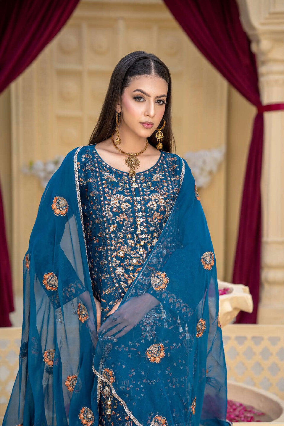 3 Piece Ready To Wear Fully Embroidered Chiffon Suit -- TT-72-