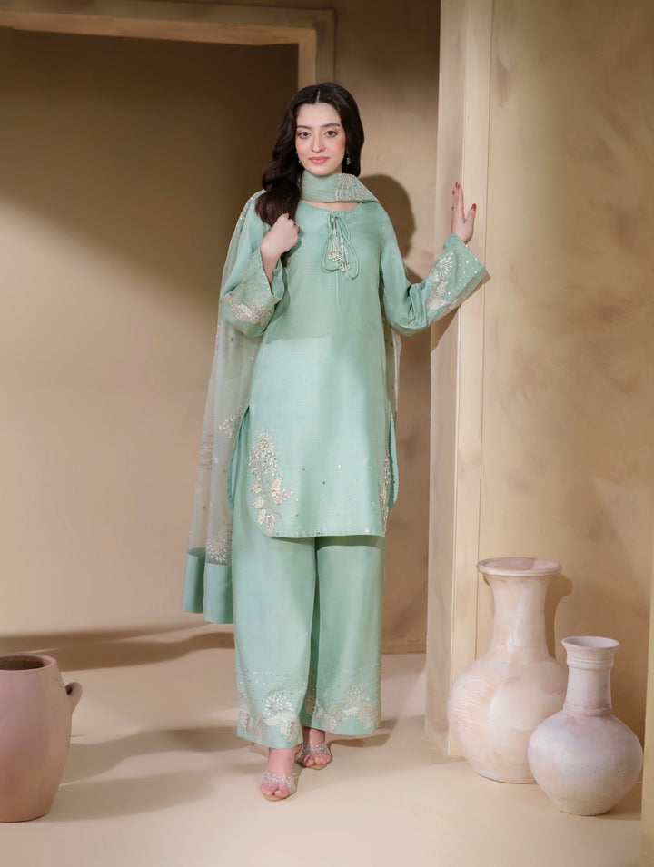 New Branded 3 PC Ready To Wear  Viscose  Embroidered Suit- HE22-