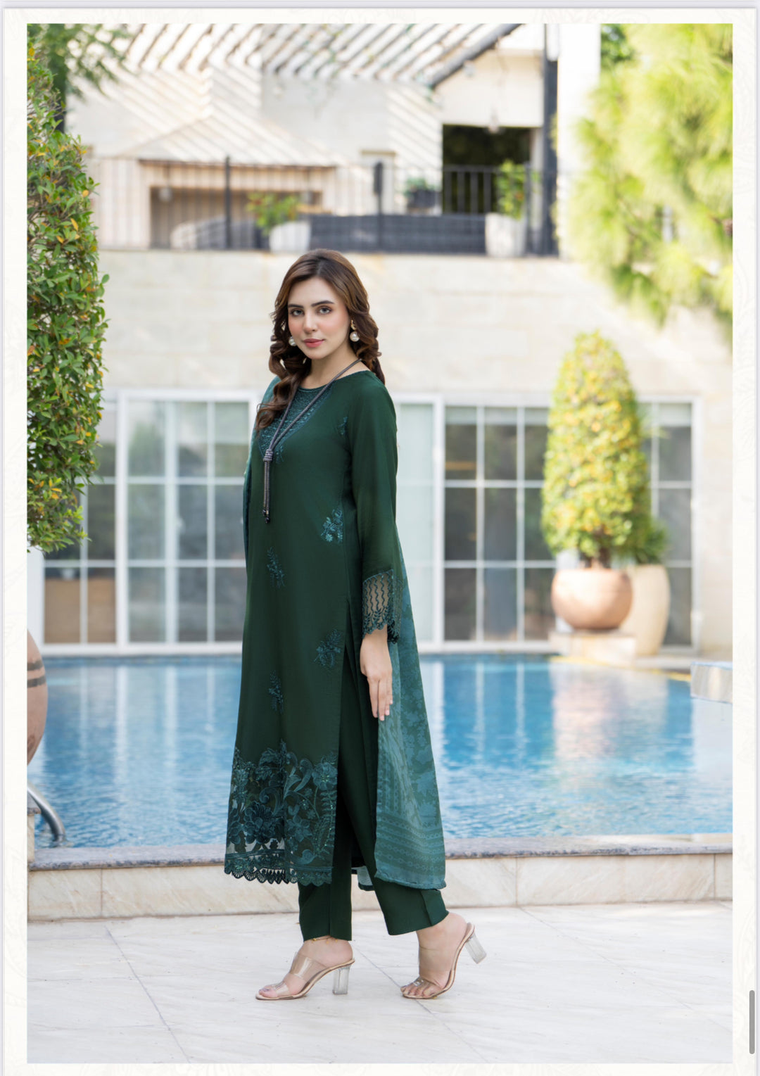 3 Pc Ready To Wear -Fully Embroidered Linen Suit -Raniya.H -RA-117-