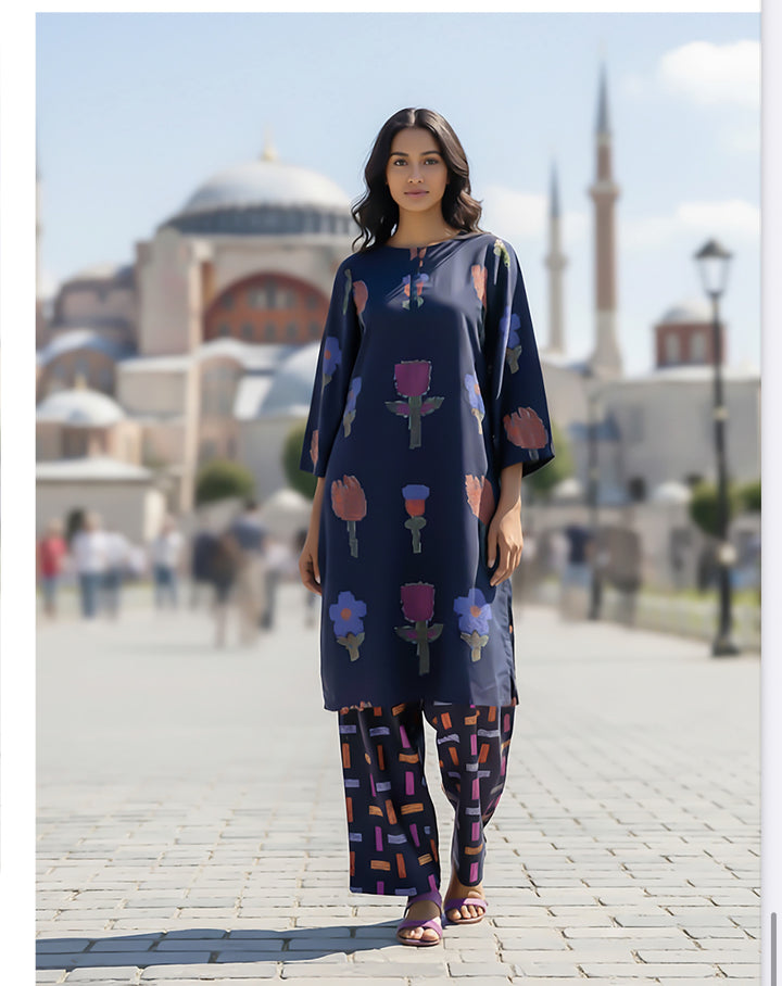 2 Pc Ready To Wear Co-Ords Set  Intermix Silk - TB-18-