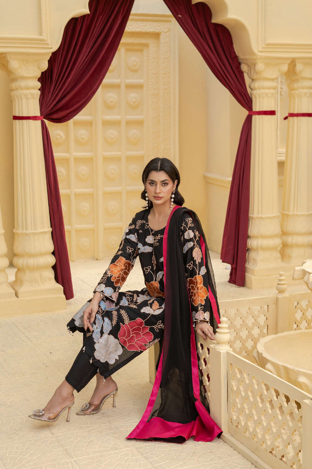 3 Piece Ready To Wear Fully Embroidered Linen Suit -Karizma - TT-82-