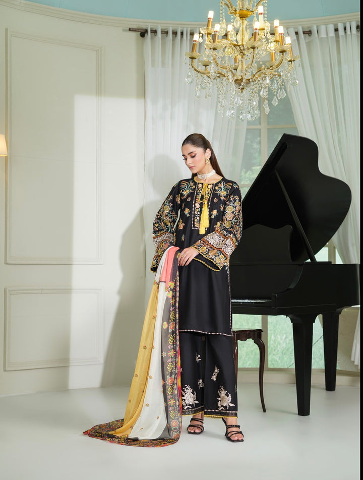 New Branded 3 PC Ready To Wear  Viscose  Embroidered Suit- HE21-