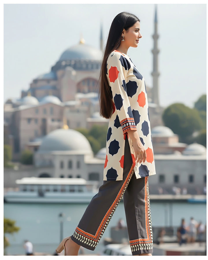 2 Pc Ready To Wear Co-Ords Set  Intermix Silk - TB-20-