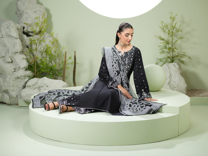 3 Pc Ready To Wear Embroidered  Khaddar Suit -HE62-