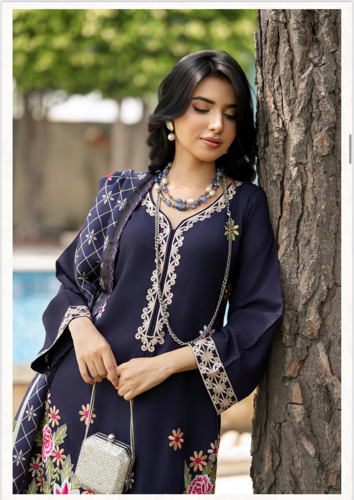 3 Pc Ready To Wear -Fully Embroidered Linen Suit -Raniya.H -RA-114-