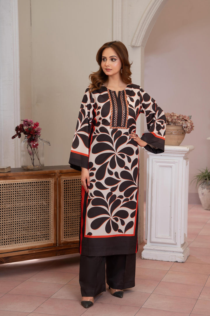 Branded 3 Pc Ready To Wear Suit (Farshi Shalwar)