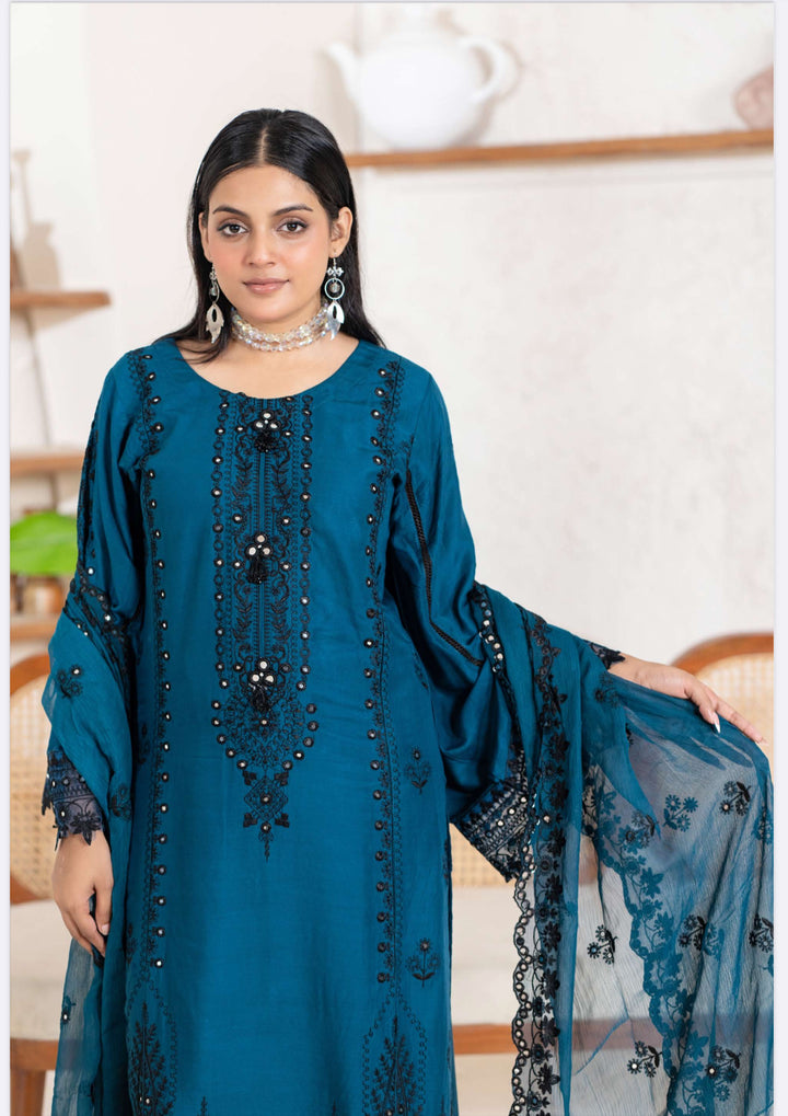 New 3 Piece Ready To Wear -Embroidered  Linen Suit-- RR103-
