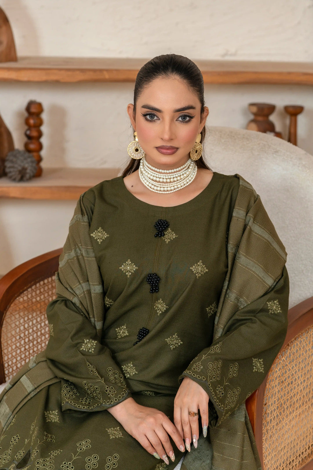 3 Piece Ready To Wear Dhanak Embroidered Suit -TT-103-