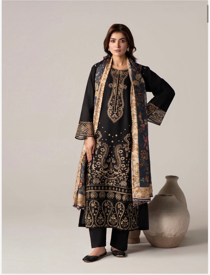 ✨ Elegant Embroidered 3-Piece Suit – Premium Slub Cotton Fabric  Eid Collection  2026 - Raniya.H -RA72