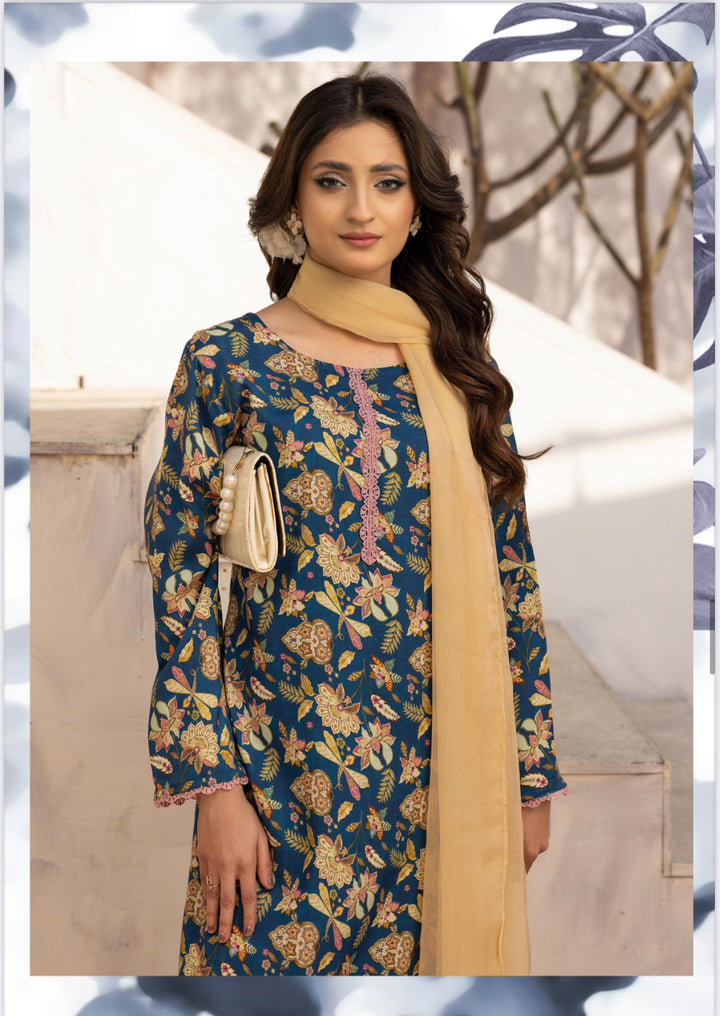 3 Piece Ready To Wear Fully Printed Lilen Suit -Simrans- SI103-