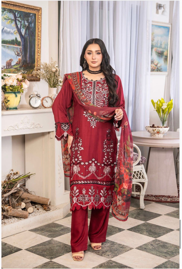 New 3 Pc Ready To Wear Luxury  Embroidered Suit- Maria B Inspired Eid Collection 2026 -- TT33