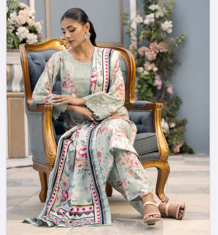 Branded 3 Pc Ready To Wear Suit - Wool Shawl (Winter Collection)