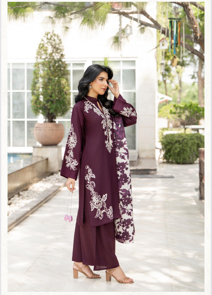 3 Pc Ready To Wear -Fully Embroidered Linen Suit -Raniya.H -RA-112-