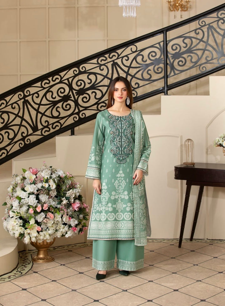 3 PC Ready To Wear  Embroidered Suit- New Collection -HE145- 2025