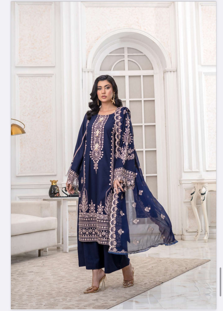 3 Piece Ready To Wear -Embroidered Dhanak Suit-- RR13-