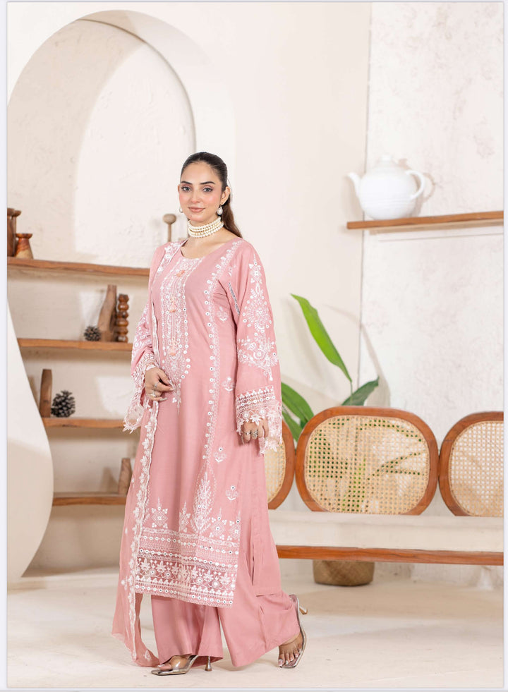 New 3 Piece Ready To Wear -Embroidered  Linen Suit-- RR102-