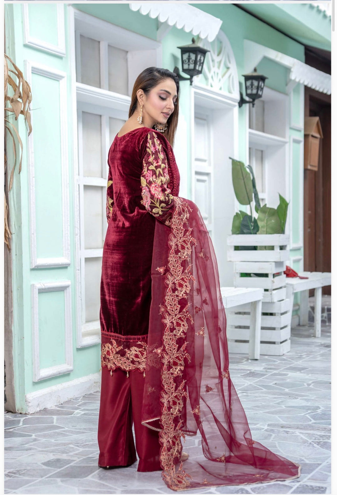 Branded 3 Pc Ready To Wear Velvet Suit -High Quality - TT-31-