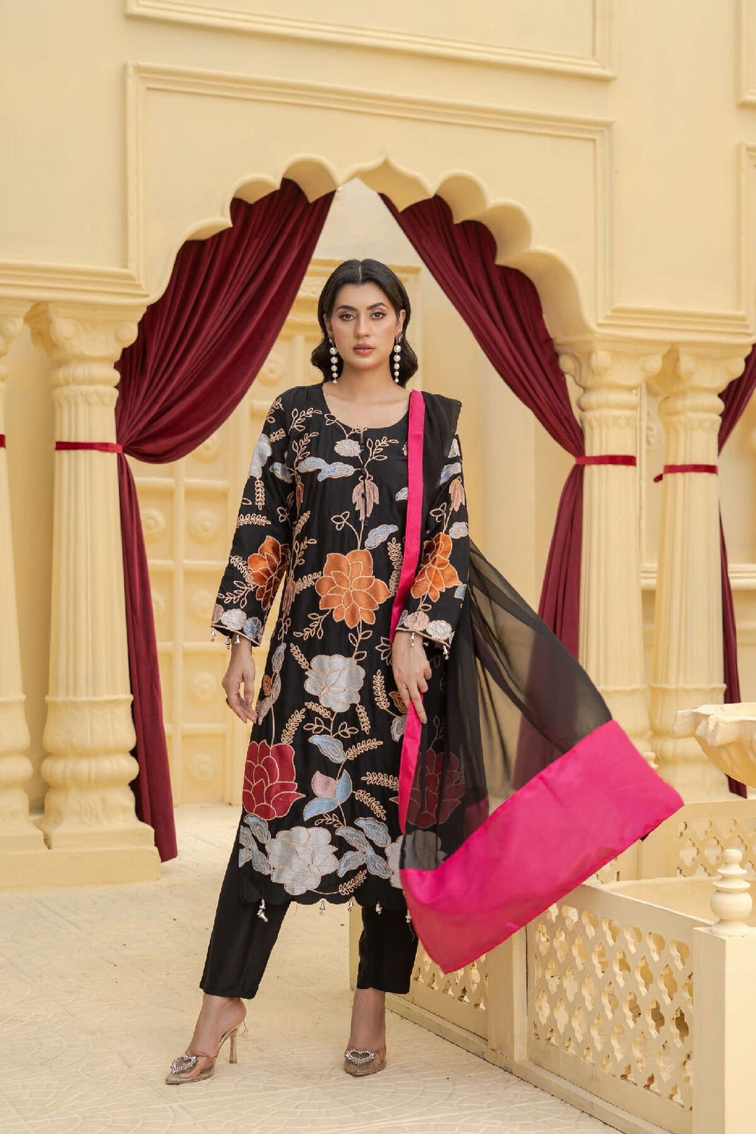 3 Piece Ready To Wear Fully Embroidered Linen Suit -Karizma - TT-82-