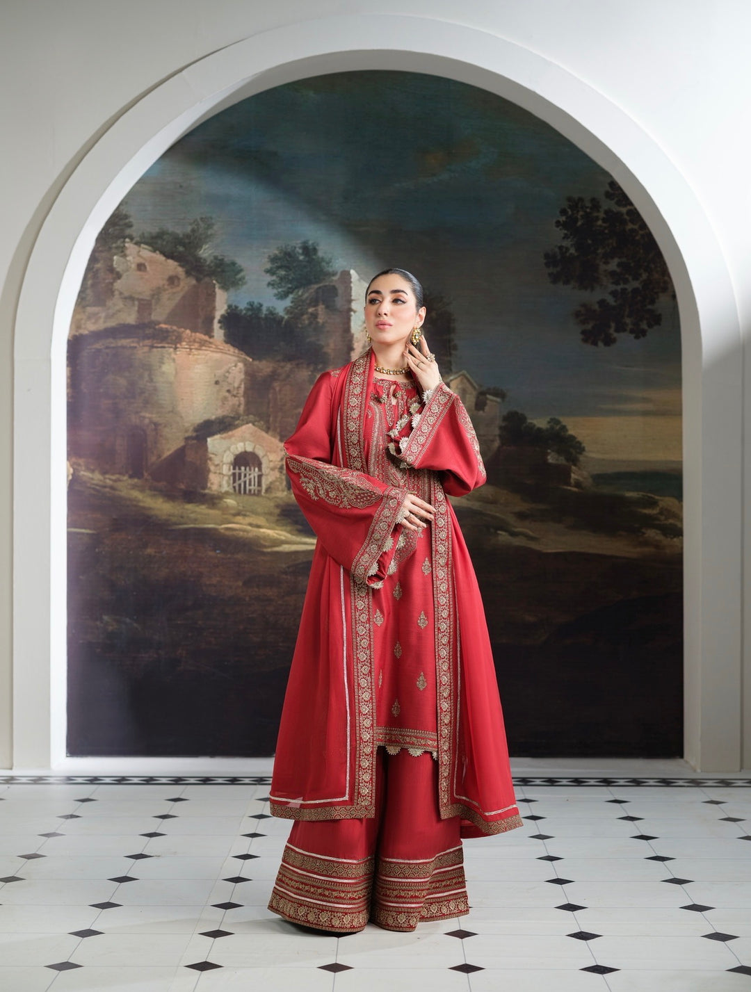 New Branded 3 PC Ready To Wear  Luxury Eid 2026  Collection Embroidered Suit- HE100