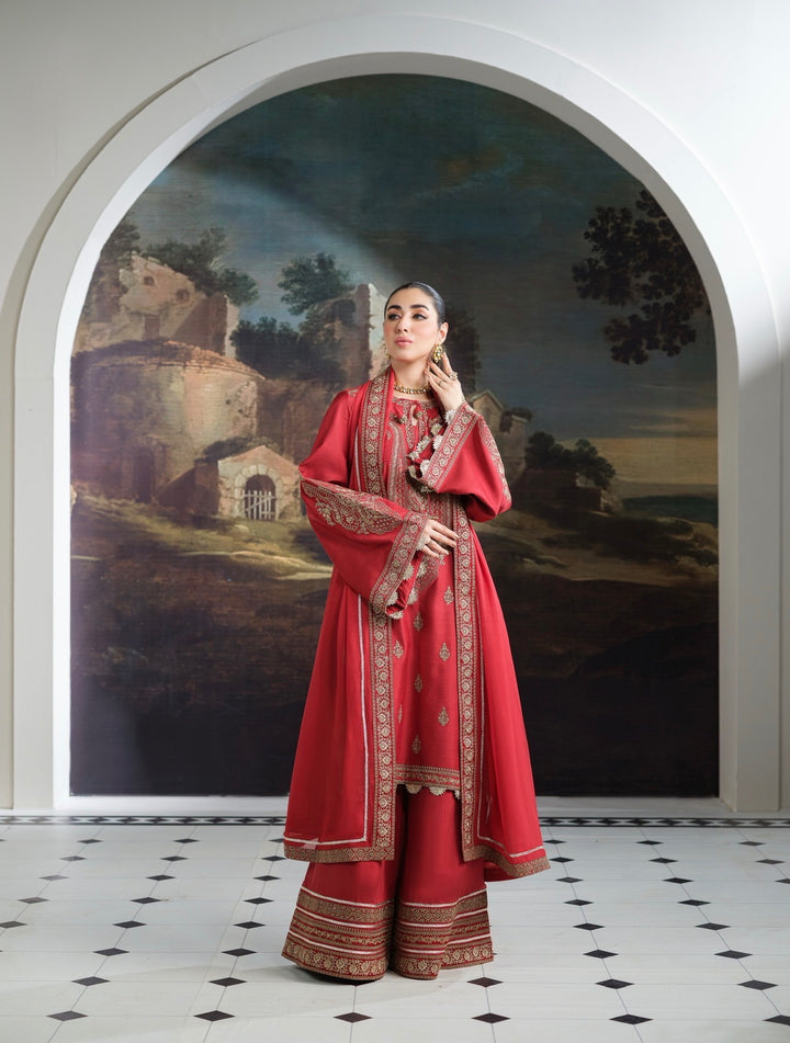 New Branded 3 PC Ready To Wear  Luxury Eid 2026  Collection Embroidered Suit- HE100