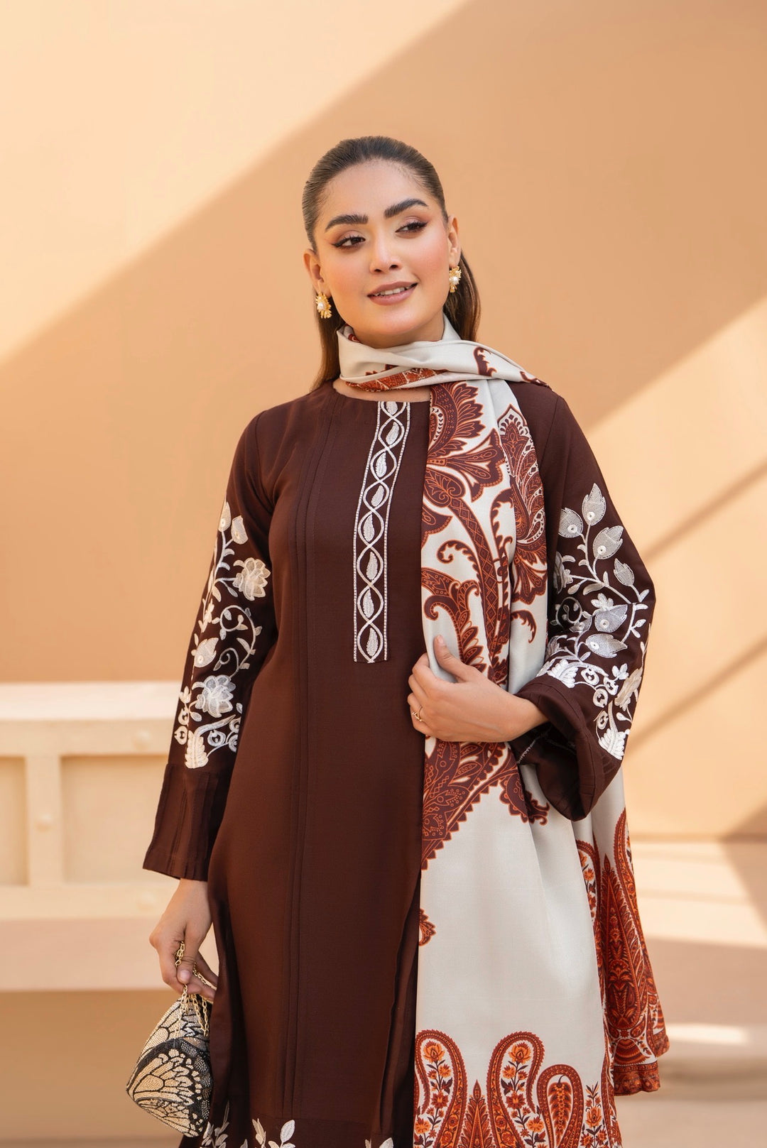 3 Pc Ready To Wear Dhanak  Suit With Winter Shawl - Raniya.H -RA-12