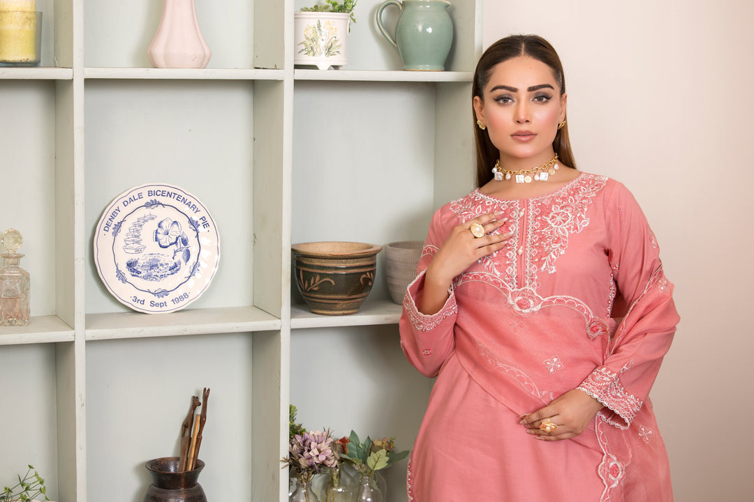 3 Piece Ready To Wear - Embroidered Farshi Shalwar Suit - - MA102-