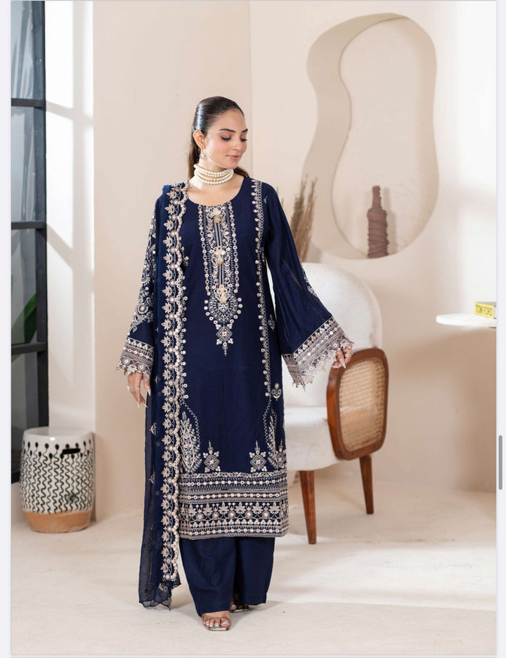 New 3 Piece Ready To Wear -Embroidered  Linen Suit-- RR104-