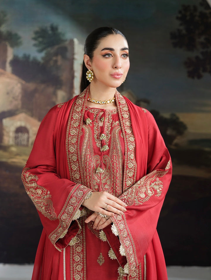 New Branded 3 PC Ready To Wear  Luxury Eid 2026  Collection Embroidered Suit- HE100