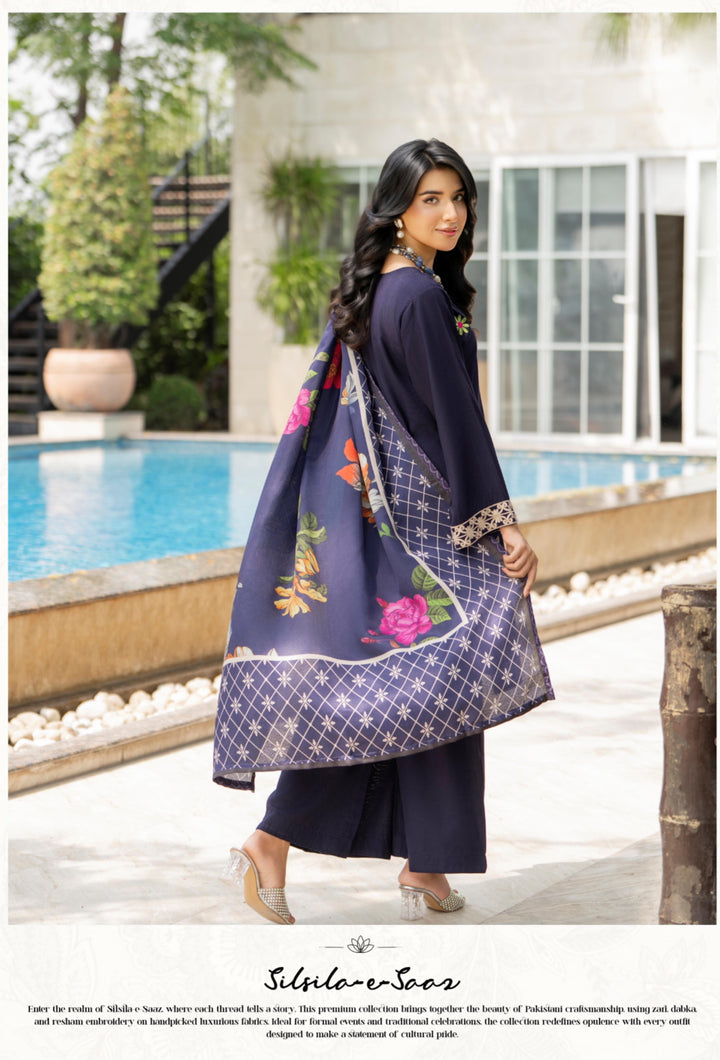 3 Pc Ready To Wear -Fully Embroidered Linen Suit -Raniya.H -RA-114-