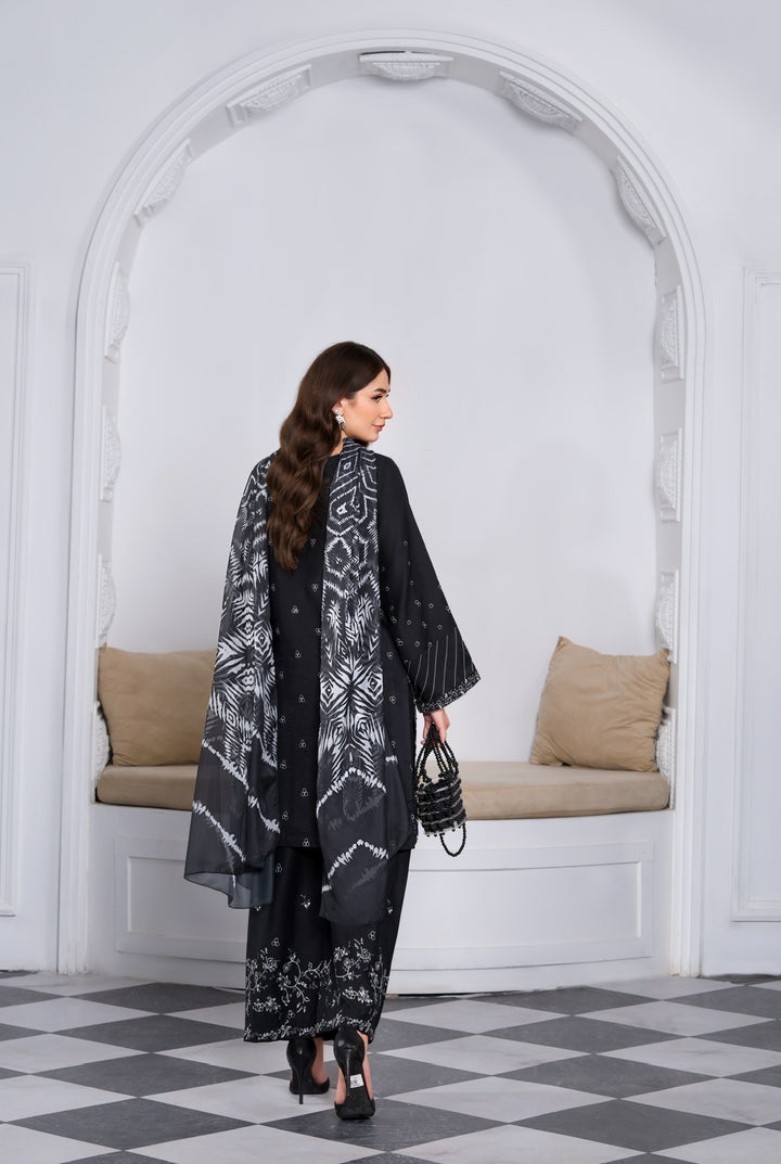 New Branded 3 PC Ready To Wear  Viscose Embroidered Suit- HE146-