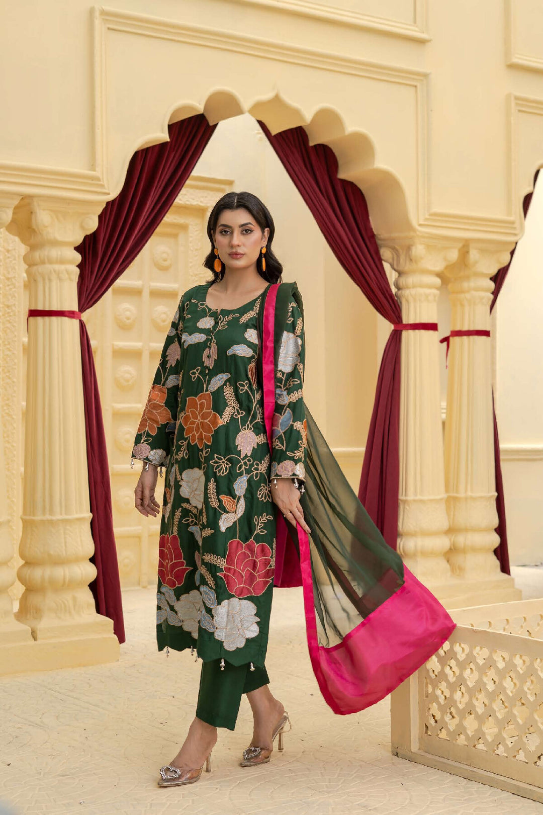 3 Piece Ready To Wear Fully Embroidered Linen Suit -Karizma - TT-84-