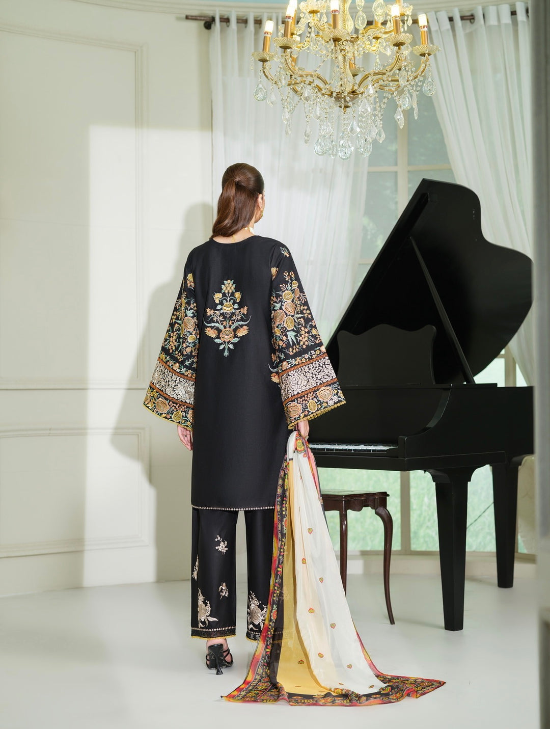 New Branded 3 PC Ready To Wear  Viscose  Embroidered Suit- HE21-