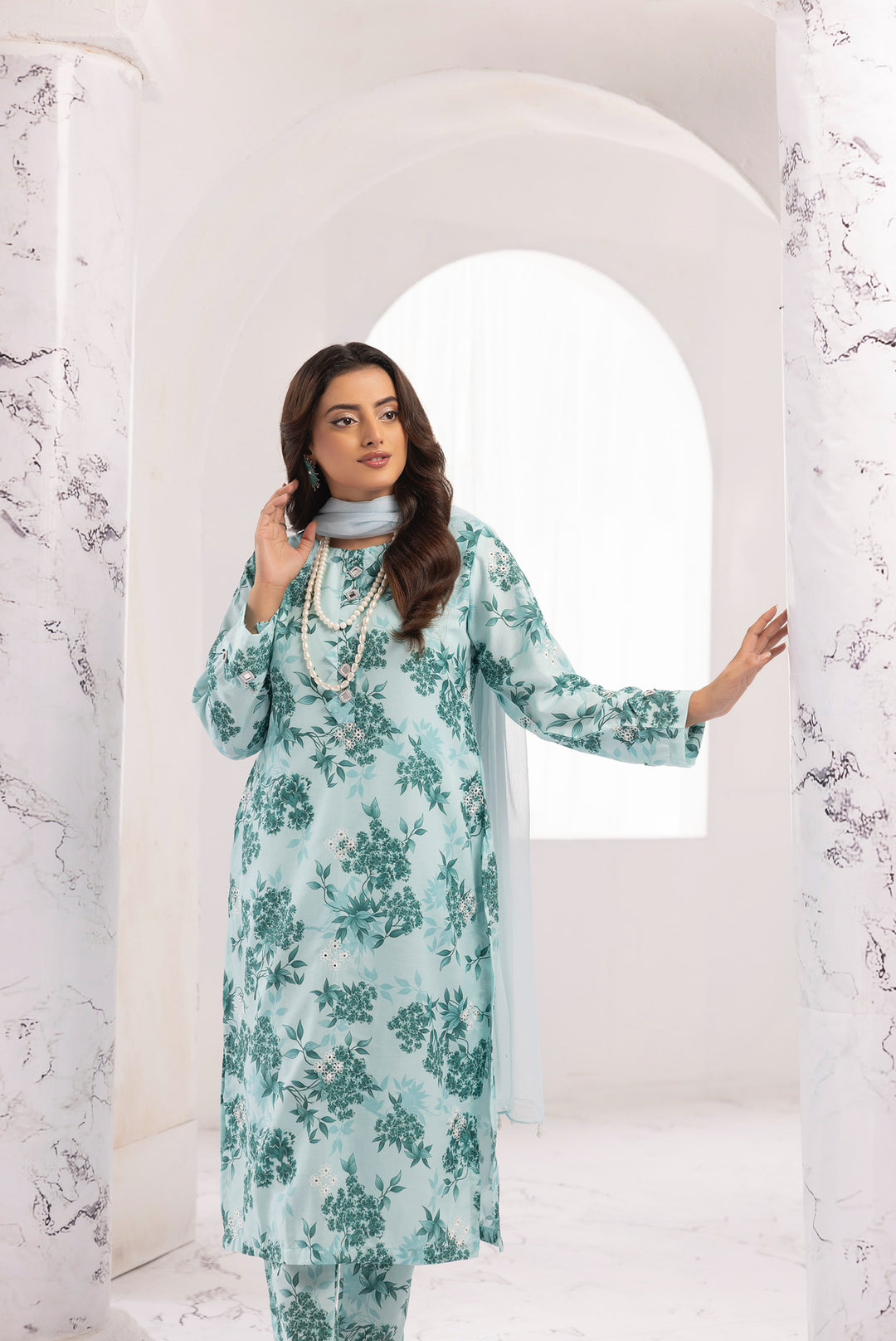 3 Piece Ready To Wear Viscose ChickenKari Printed Suit