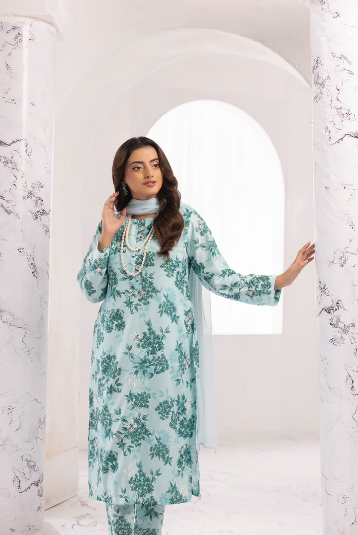 3 Piece Ready To Wear Viscose ChickenKari Printed Suit